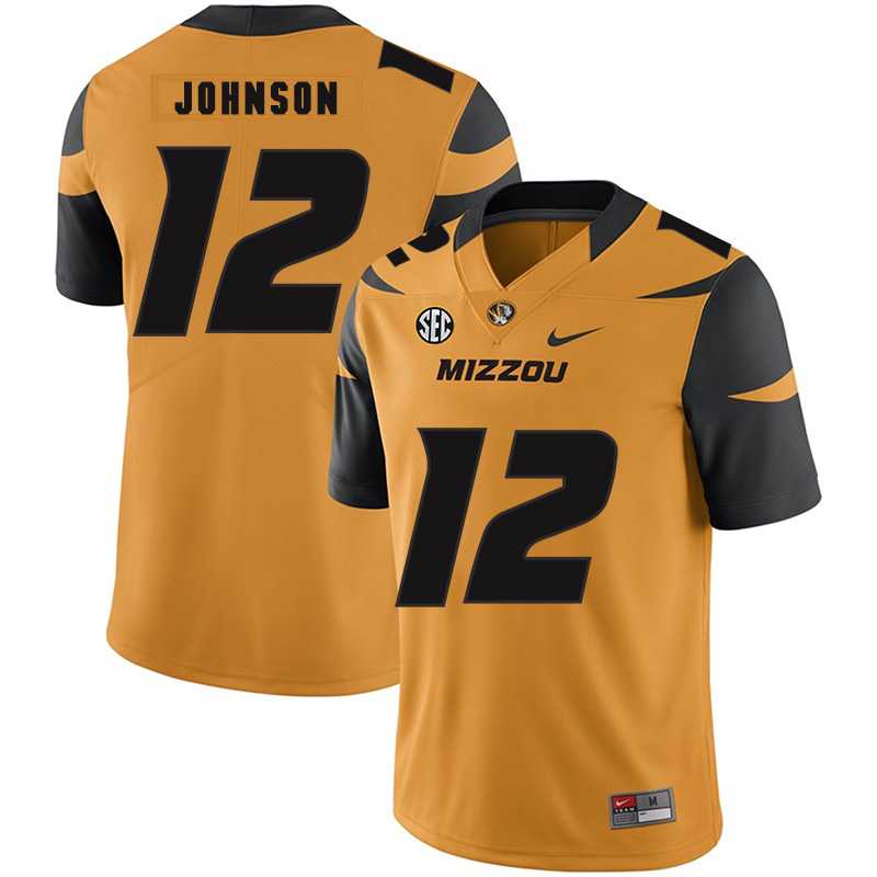 Missouri Tigers #12 Johnathon Johnson Gold Nike College Football Jersey
